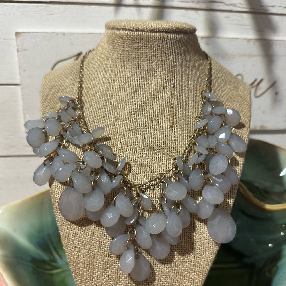 Vintage Necklace Boho Bohemian Grey Cha Cha Style Statement  18”